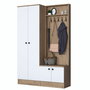 Hanah Home P6 - M5 - 2423 Recibidor con Perchero Blanco y Nogal 119.6x182.8x35.5 cm
